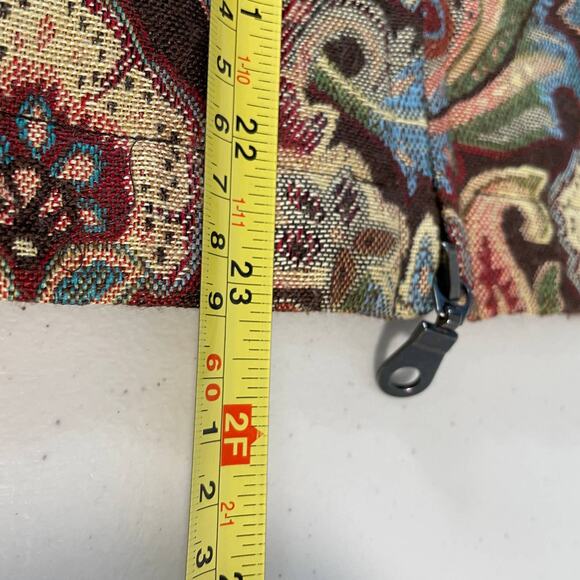 Coldwater Creek Brown Cream Maroon Aqua Paisley Tapestry Zip Up Jacket PS - Picture 7 of 7